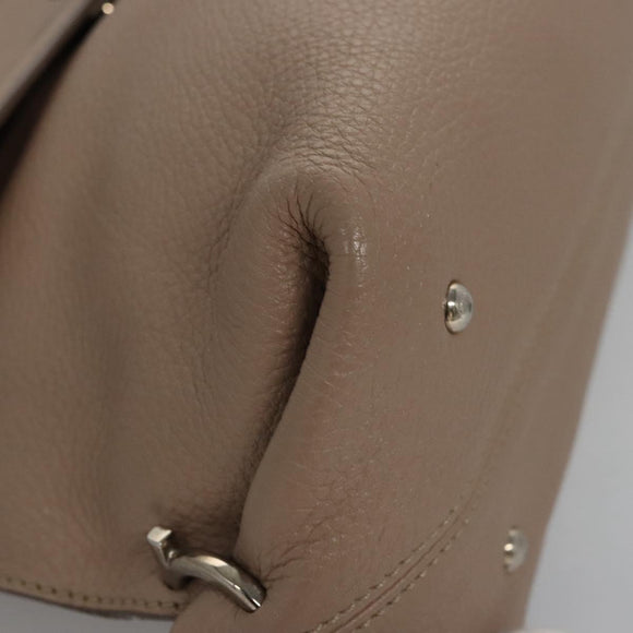 Salvatore Ferragamo Gancini Sofia Hand Bag Leather 2way Beige Silver Auth EC287