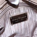 Salvatore Ferragamo Gancini Sofia Hand Bag Leather 2way Beige Silver Auth EC287-20