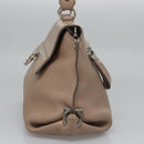 Salvatore Ferragamo Gancini Sofia Hand Bag Leather 2way Beige Silver Auth EC287-3