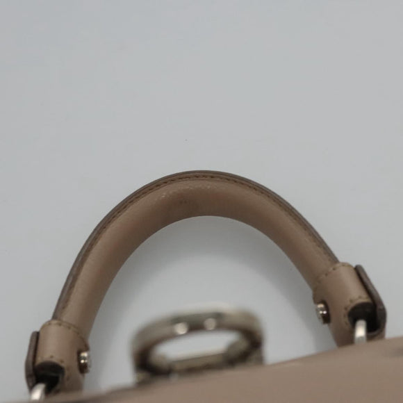 Salvatore Ferragamo Gancini Sofia Hand Bag Leather 2way Beige Silver Auth EC287