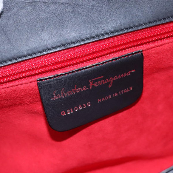 Salvatore Ferragamo Shoulder Bag beads Black Auth EC288V
