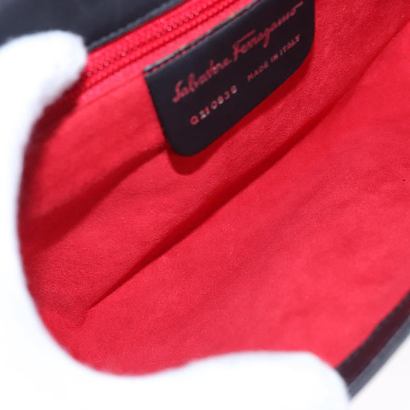 Salvatore Ferragamo Shoulder Bag beads Black Auth EC288V