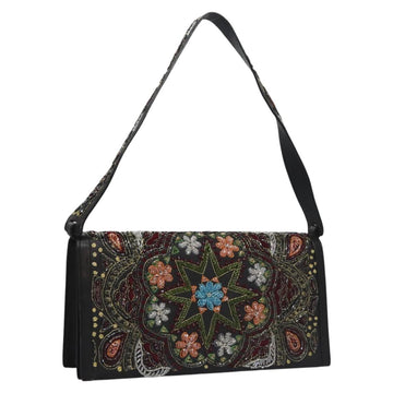 Salvatore Ferragamo Shoulder Bag beads Black Auth EC288V