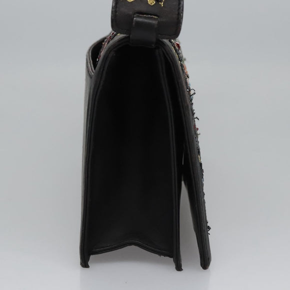 Salvatore Ferragamo Shoulder Bag beads Black Auth EC288V