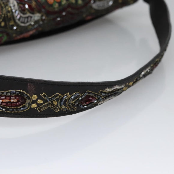 Salvatore Ferragamo Shoulder Bag beads Black Auth EC288V