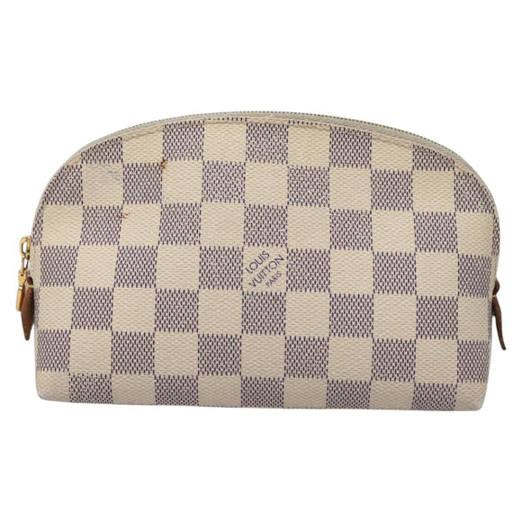 LOUIS VUITTON Damier Azur Pochette Cosmetic PM Pouch N60024 LV Auth EC298
