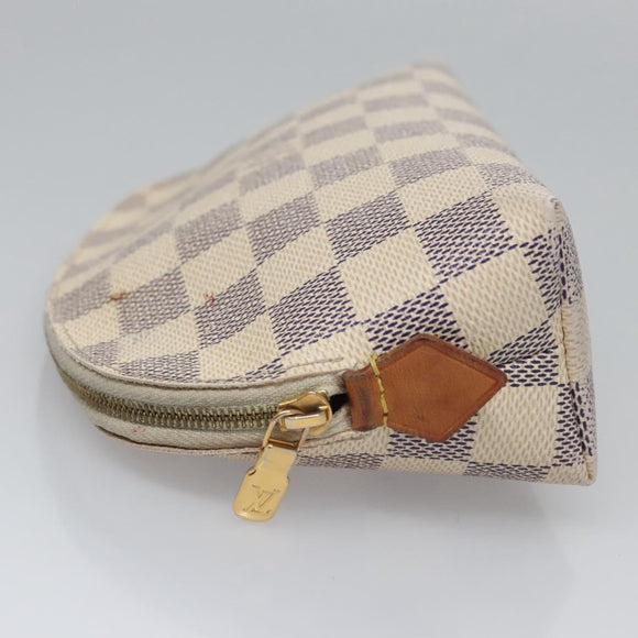 LOUIS VUITTON Damier Azur Pochette Cosmetic PM Pouch N60024 LV Auth EC298