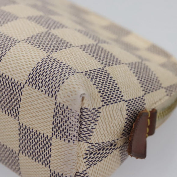 LOUIS VUITTON Damier Azur Pochette Cosmetic PM Pouch N60024 LV Auth EC298