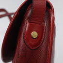 Christian Dior Honeycomb Canvas Shoulder Bag PVC Leather Red Gold Auth EC300-9