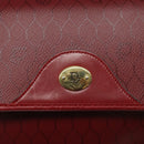 Christian Dior Honeycomb Canvas Shoulder Bag PVC Leather Red Gold Auth EC300-18