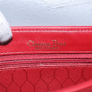 Christian Dior Honeycomb Canvas Shoulder Bag PVC Leather Red Gold Auth EC300-12