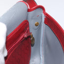 Christian Dior Honeycomb Canvas Shoulder Bag PVC Leather Red Gold Auth EC300-19