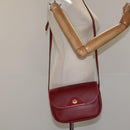 Christian Dior Honeycomb Canvas Shoulder Bag PVC Leather Red Gold Auth EC300-22