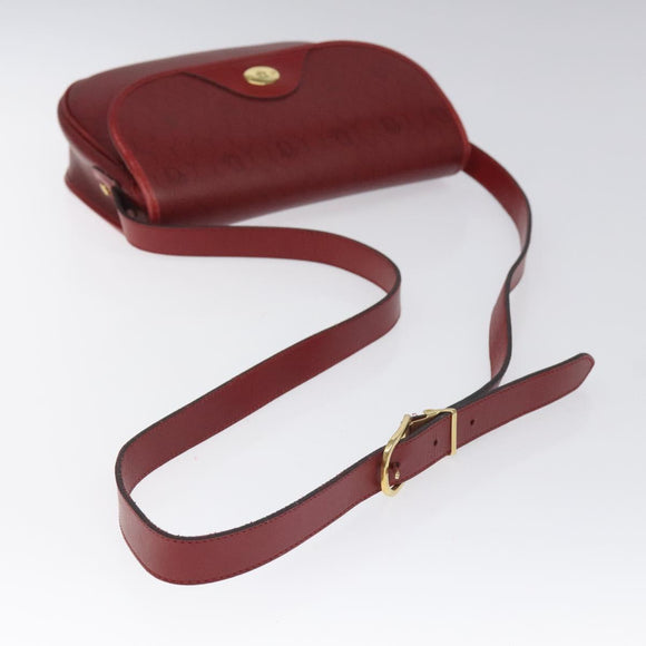 Christian Dior Honeycomb Canvas Shoulder Bag PVC Leather Red Gold Auth EC300