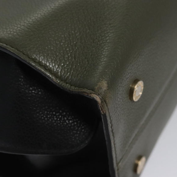 BVLGARI Aruba Hand Bag Leather 2way Green Auth EC308