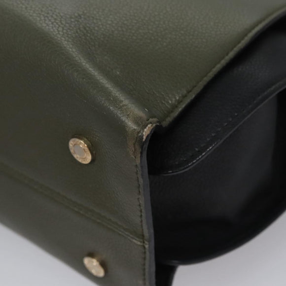 BVLGARI Aruba Hand Bag Leather 2way Green Auth EC308