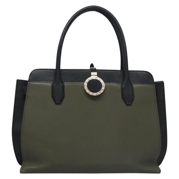 BVLGARI Aruba Hand Bag Leather 2way Green Auth EC308