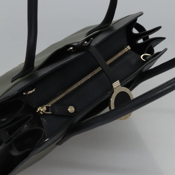 BVLGARI Aruba Hand Bag Leather 2way Green Auth EC308