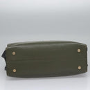 BVLGARI Aruba Hand Bag Leather 2way Green Auth EC308-5