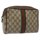 GUCCI GG Supreme Web Sherry Line Clutch Bag PVC Beige 156 01 012 Auth EC317-1