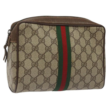 GUCCI GG Supreme Web Sherry Line Clutch Bag PVC Beige 156 01 012 Auth EC317