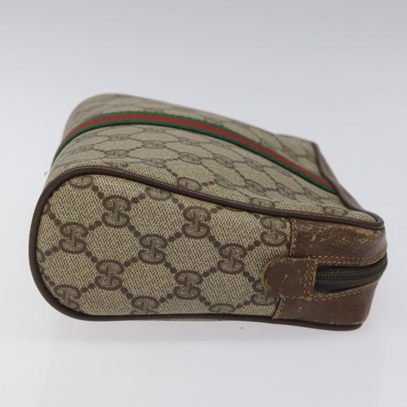 GUCCI GG Supreme Web Sherry Line Clutch Bag PVC Beige 156 01 012 Auth EC317