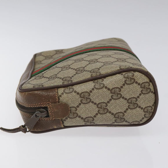 GUCCI GG Supreme Web Sherry Line Clutch Bag PVC Beige 156 01 012 Auth EC317