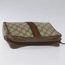 GUCCI GG Supreme Web Sherry Line Clutch Bag PVC Beige 156 01 012 Auth EC317-6
