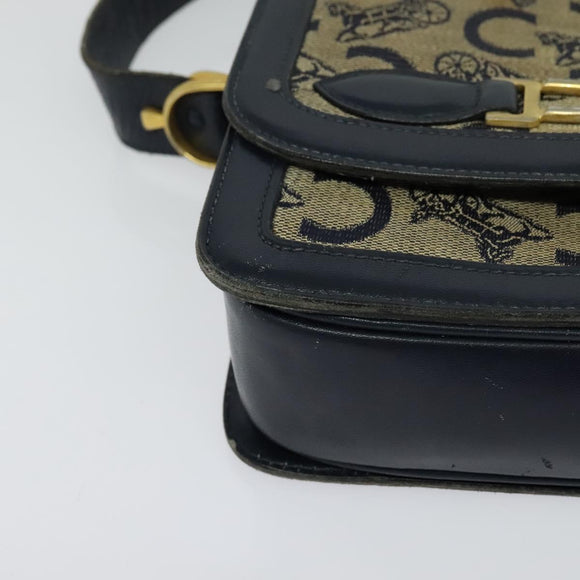 CELINE C Sulky Shoulder Bag Canvas Navy Auth EC321