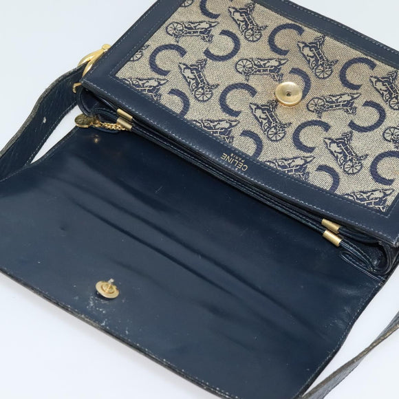 CELINE C Sulky Shoulder Bag Canvas Navy Auth EC321