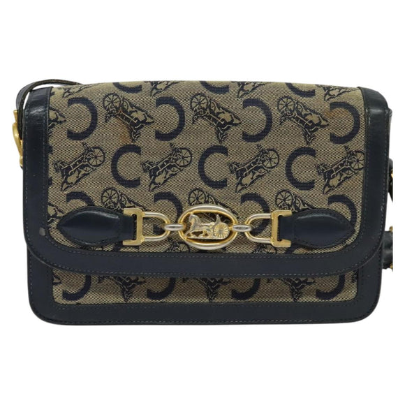 CELINE C Sulky Shoulder Bag Canvas Navy Auth EC321