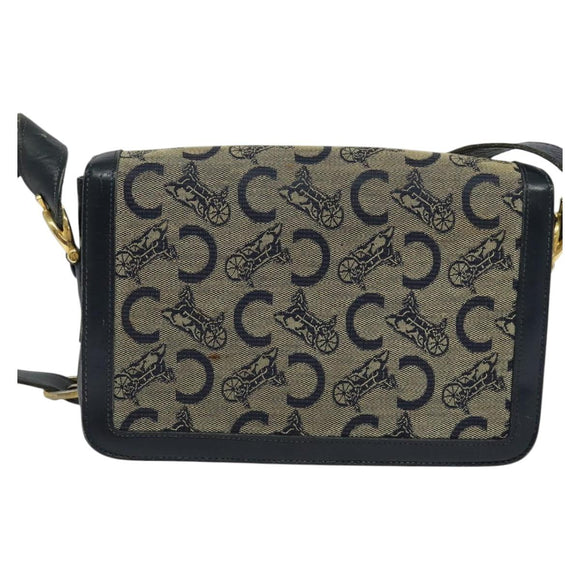 CELINE C Sulky Shoulder Bag Canvas Navy Auth EC321
