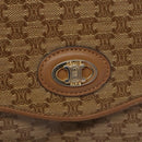 CELINE Macadam Canvas Shoulder Bag Beige Gold Auth EC329-17