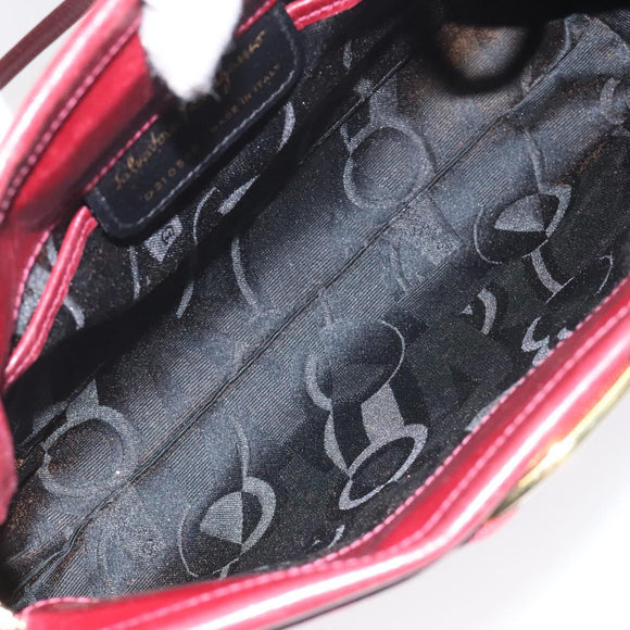 Salvatore Ferragamo Shoulder Bag Leather Red Gold Auth EC330