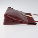 Salvatore Ferragamo Shoulder Bag Leather Red Gold Auth EC330-4