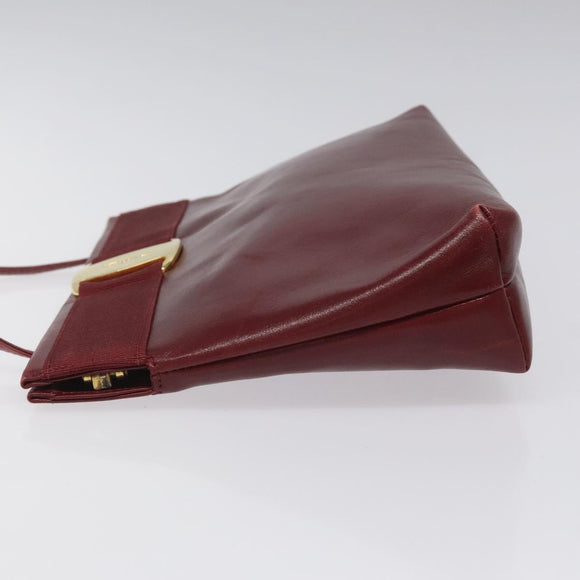 Salvatore Ferragamo Shoulder Bag Leather Red Gold Auth EC330