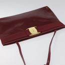 Salvatore Ferragamo Shoulder Bag Leather Red Gold Auth EC330-6