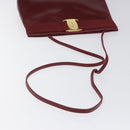Salvatore Ferragamo Shoulder Bag Leather Red Gold Auth EC330-7