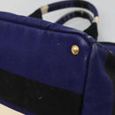 PRADA Canapa GM Hand Bag Canvas Blue Gold Auth EC334-14