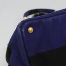 PRADA Canapa GM Hand Bag Canvas Blue Gold Auth EC334-15