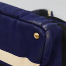 PRADA Canapa GM Hand Bag Canvas Blue Gold Auth EC334-16