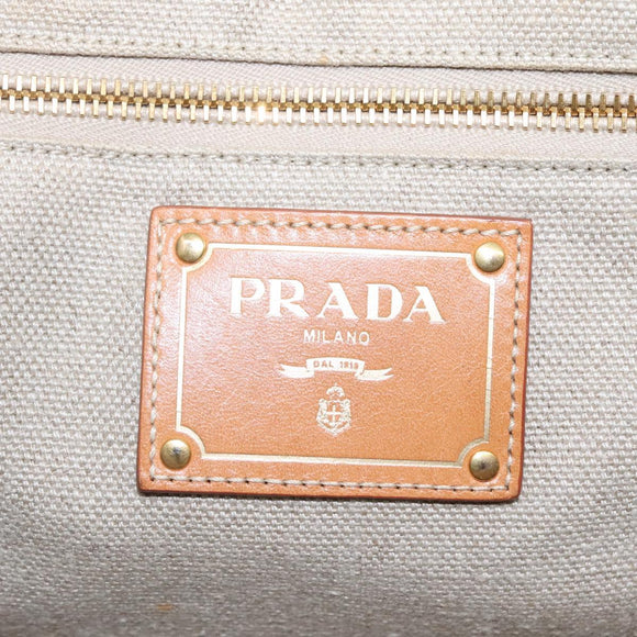 PRADA Canapa GM Hand Bag Canvas Blue Gold Auth EC334