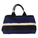 PRADA Canapa GM Hand Bag Canvas Blue Gold Auth EC334-13