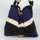 PRADA Canapa GM Hand Bag Canvas Blue Gold Auth EC334-3