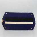 PRADA Canapa GM Hand Bag Canvas Blue Gold Auth EC334-5