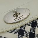 BURBERRY Nova Check Blue Label Bag Canvas Leather White Silver Auth EC349-10