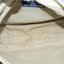 BURBERRY Nova Check Blue Label Bag Canvas Leather White Silver Auth EC349-12