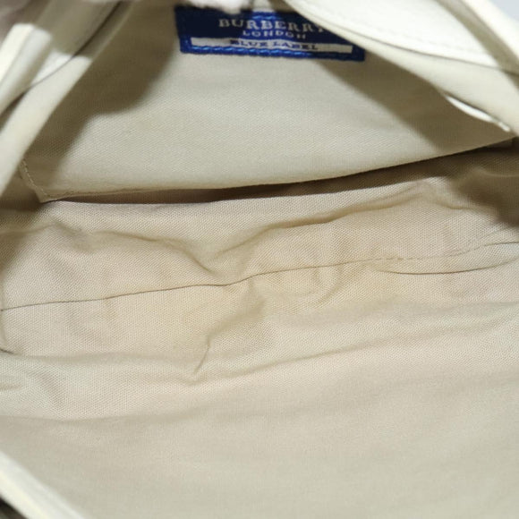 BURBERRY Nova Check Blue Label Bag Canvas Leather White Silver Auth EC349