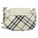 BURBERRY Nova Check Blue Label Bag Canvas Leather White Silver Auth EC349-2