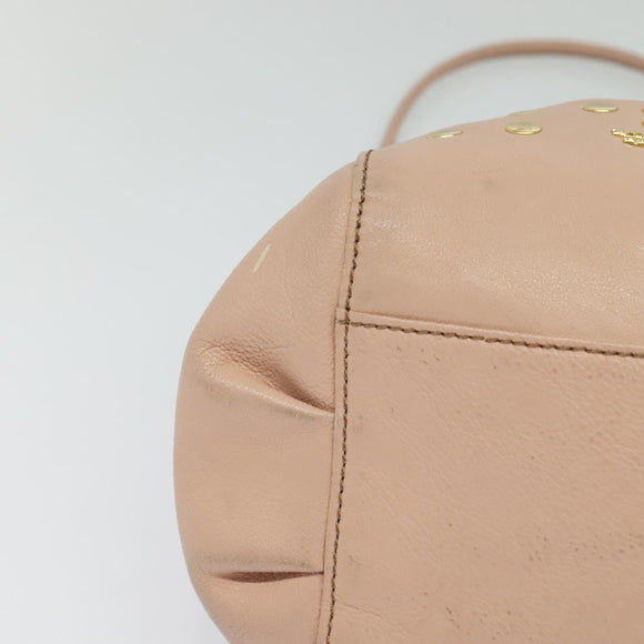 BURBERRY Blue Label Shoulder Bag Leather Gold Pink Auth EC376